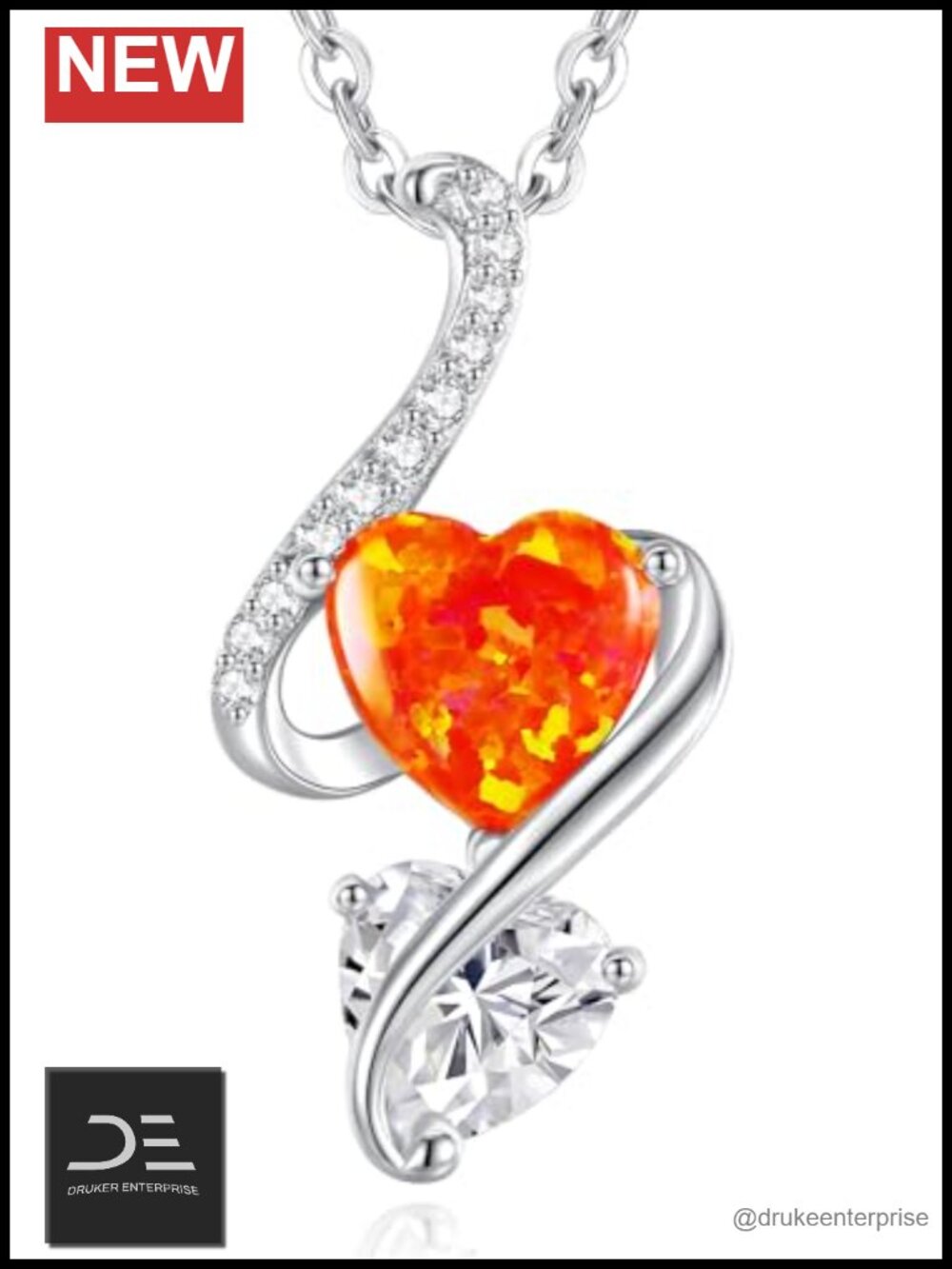 925 Sterling Silver Double Heart Birthstone Pendant Necklace for Women,